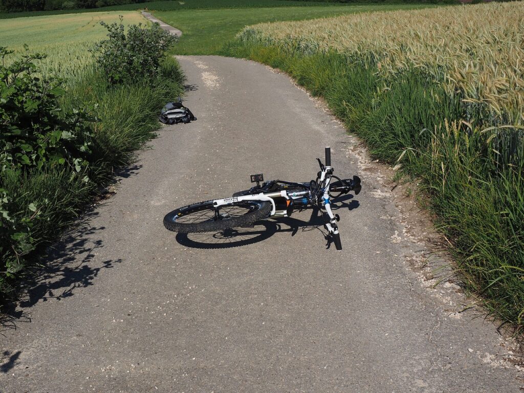 Bicycle Accident middle of a road